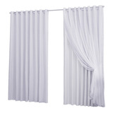 Cortina Bella Voil Sala Quarto 4,00x2,30 Forro Microfibra