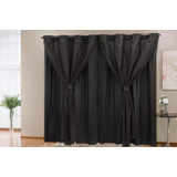 Cortina Blackout 2,0 Larg X 2,30 Com Voil P/ Sala E Quarto Cor Preto