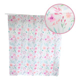 Cortina Box Banheiro Flores Rosas Poliéster1,98x1,80m Uzoo