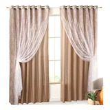 Cortina Com Renda Para Sala 3,00x2,70 Em Tecido Oferta