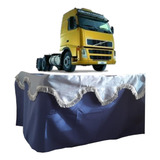Cortina De Cetim Jogo 02 Peças Meio Para Volvo Fh Alto Azul