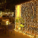 Cortina Led 300 Leds 3m Branco Quente.