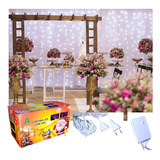 Cortina Led Só Pisca 8 Funç 3x2,5m 300 Leds Branco Frio 110v