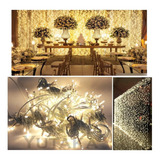 Cortina Led Só Pisca 8fun 3x2,5m 300 Leds Branco Quente 110v