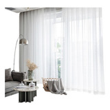 Cortina Linho Flame Gaze Trilho Suíço 10,00x2,80 Sanca Alta Cor Branco