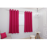 Cortina Oxford C/ Ilhós P/ Varão Sala/quarto 300x180 Cor Rosa Pink