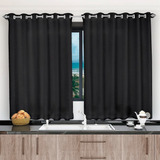 Cortina Para Janela De Cozinha 3,00x1,20 Tecido Liso Cor Preto