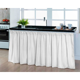 Cortina Para Pia Cozinha Balcão 1,50x0,80 Tecido Liso Cor Branco