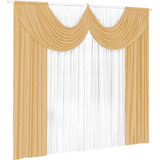 Cortina Paris 3 00 X 2 80 Para Sala Ou Quarto Cor Avelã/branco