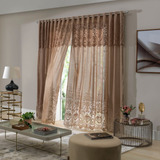 Cortina Renda Clássica 300x180 Irlanda Sala Quarto Rendada Cor Nude-marrom-claro -desert