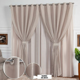 Cortina Sala/quarto Luxo Linho 2,40 Largura X 2,50 Altura Cor Bege