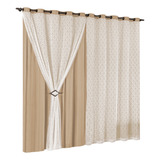 Cortina Valência De Renda Para Sala Varão Simples 3 00x2 80