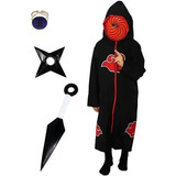 Cosplay Naruto Manto Akatsuki Tobi Kunai Mascara Anel A24