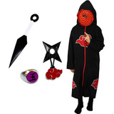 Cosplay Naruto Manto Akatsuki Tobi Kunai Mascara Anel Colar
