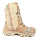 Coturno Bota Couro Tático Militar Americana Desert Areia Prf