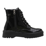 Coturno Bota Feminina Cano Curto Verniz Tratorada Salto Alto