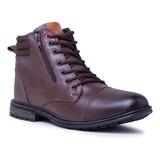 Coturno Masculina Botina Casual Bota De Couro Confortavel