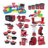 Cozinha Brinquedo Vermelho Mercado Jogo Panela Air Fryer 86p