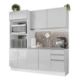 Cozinha Compacta Madesa 100% Mdf Acordes Glamy 8 Portas Acabamento Do Móvei Pintura Poliéster De Alta Resistência Cor Branco/rustic