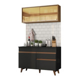 Cozinha Compacta Madesa Reims 120001 Armário E Balcão Pru Cor Preto