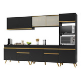 Cozinha Completa 5pç C/ Armário E Balcão Mp3689 Veneza Gb Pt Cor Preto