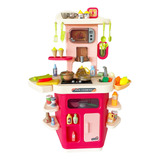 Cozinha Infantil Com Som Vapor Microondas Luz Bebedouro 88cm Cor Rosa