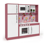 Cozinha Infantil De Brinquedo Com Geladeira Rosa 100% Mdf