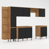 Cozinha Modulada 10 Portas 7 Peças Victória Carvalh/preto Ma Cor Carvalho Americano/preto Fosco