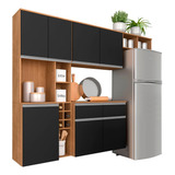 Cozinha Modulada 4 Pçs Mônica Carvalho/preto - M.a