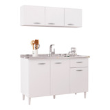 Cozinha Modulada Aéreo + Balcão P/ Pia 120 Cm Sem Tampo