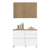 Cozinha Modulada Mdf 2 Peças Nesher Rainha Branco Marrom