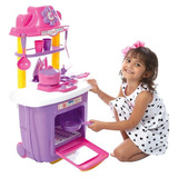 Cozinha Rosa Portátil Infantil Pia Com