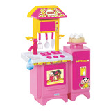 Cozinha Turma Da Mônica Completa Com Fogão Geladeira Micro-onda Torneira Que Sai Água De Verdade E Acessórios - Brinquedo Infantil Na Cor Rosa - Magic Toys