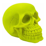 Crânio Caveira Amarelo Fluorescente Resina Esqueleto