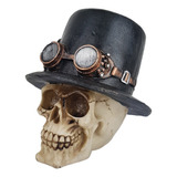 Crânio Caveira Chapeleiro Hallowen Grande Decoração Resina Cor N/a