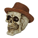 Crânio Caveira Chapeu De Palha Halloween Decorativo