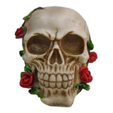 Crânio Caveira Mexicana Rosa Esqueleto Enfeite Resina 