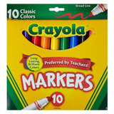 Crayola Canetinha Markers Broad Line Com 10 Cores Infantil