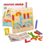 Creative Board Brinquedo Montessori De Madeira Encaixe Bloco