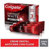 Creme Dental Colgate Luminous White Carvão Ativado 70g 3 Un