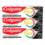 Creme Dental Colgate Total 12 Carvão Ativado 3x90gr