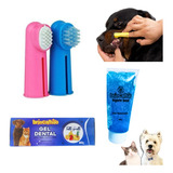 Creme Dental Pet + Escova De Dente Dedeira Cachorro Gel Dent