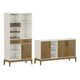 Cristaleira Bar E Buffet Mdf/madeira Maciça Milao Off White 