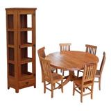 Cristaleira Com Mesa Jantar + 6 Cadeiras Madeira Demolição