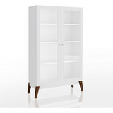 Cristaleira Madeira Retro Com Portas Em Vidro 4 Nichos 158cm