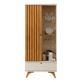 Cristaleira Versa 1 Porta Ripada Off White/naturalle -