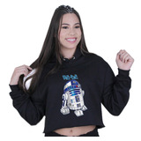 Cropped Feminino Moletom Star Wars R2-d2