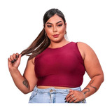 Cropped Feminino Plus Size Alça Tecido