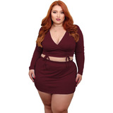 Cropped Gg Xg Plus Size Conjunto Sexy Sensual Tamanho Grande