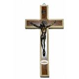 Crucifixo Cruz De Madeira E Metal 18cm Parede São Bento